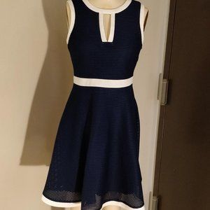 Sleeveless Blue and White Cocktail Dress